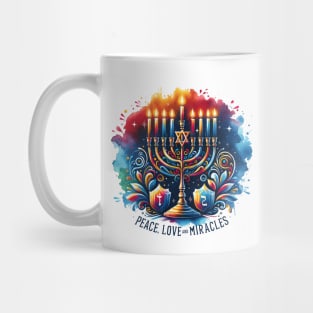 Peace, Love and Miracle - Hanukkah holiday Mug